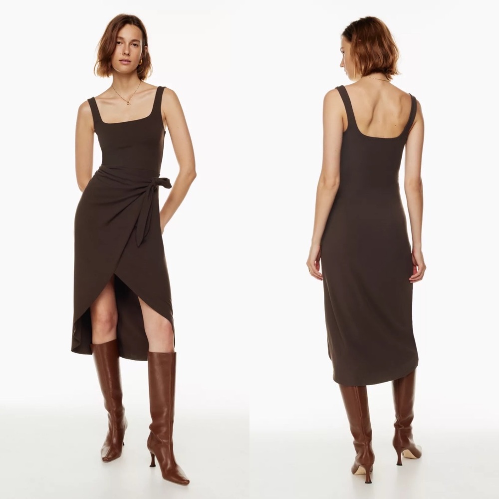 Aritzia Wilfred Saturn Midi Dress Brown